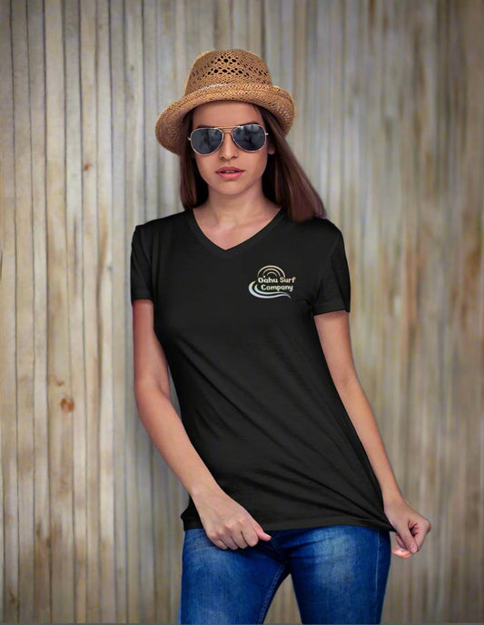 Rainbow Oahu Surf Company Logo V - Neck T-Shirt - O'ahu Surf Company