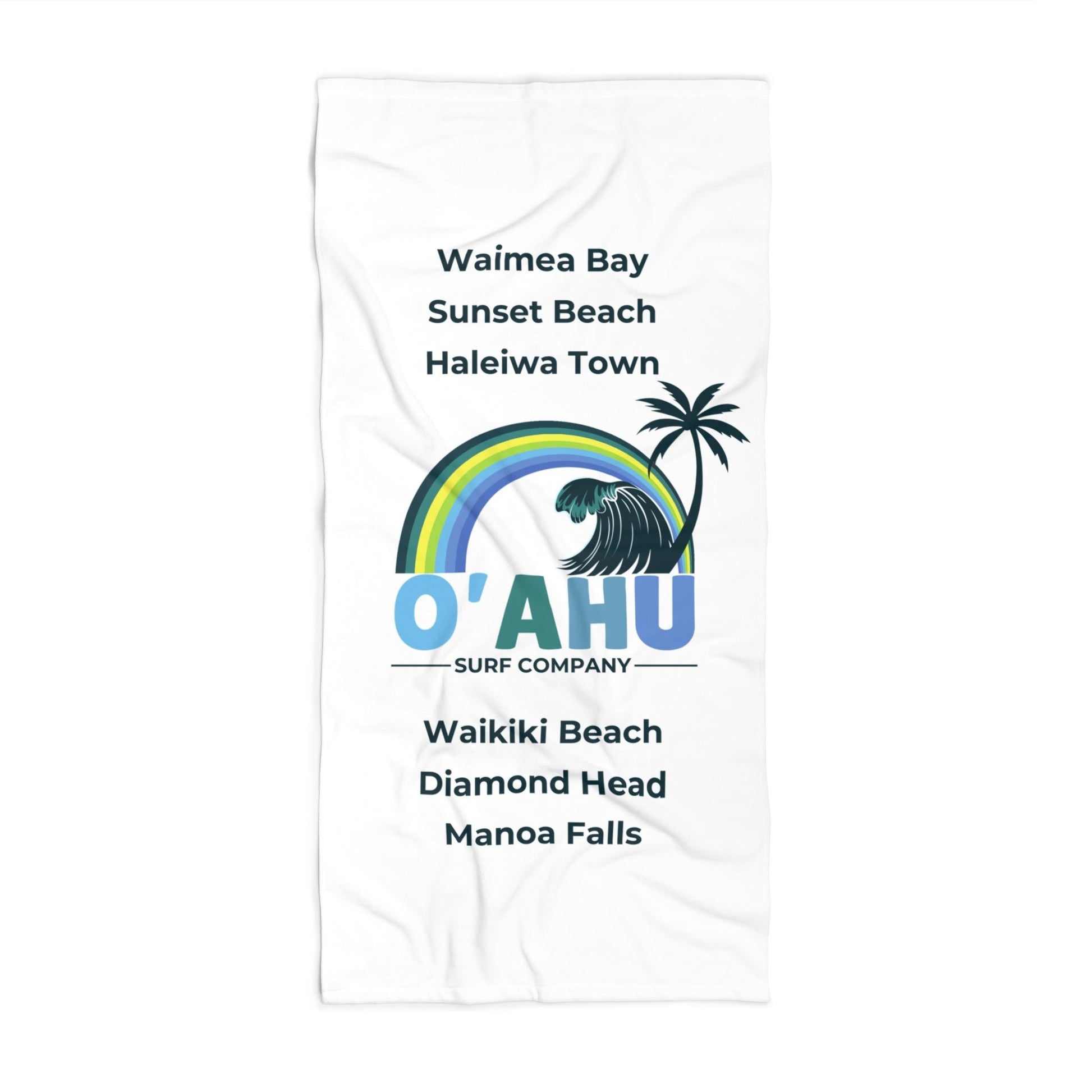 Rainbow Wave Palm Travel Towel Oahu Surf Company Hawaii - O'ahu Surf Company
