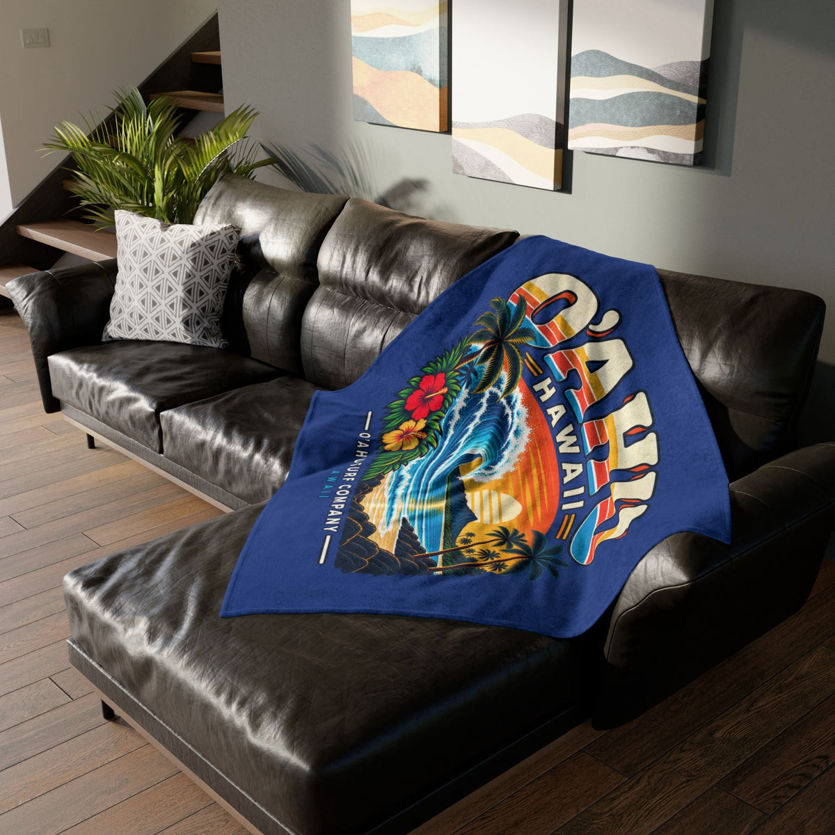 Retro Hawaii Tropical Surf Blanket – Oahu Ocean Wave Throw - O'ahu Surf Company