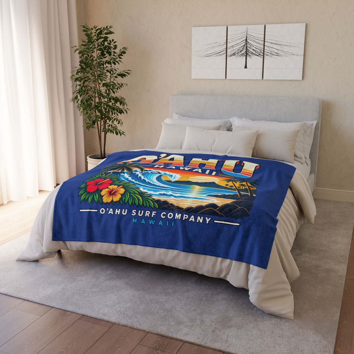 Retro Hawaii Tropical Surf Blanket – Oahu Ocean Wave Throw - O'ahu Surf Company