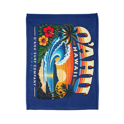 Retro Hawaii Tropical Surf Blanket – Oahu Ocean Wave Throw - O'ahu Surf Company