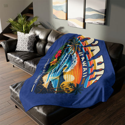 Retro Hawaii Tropical Surf Blanket – Oahu Ocean Wave Throw - O'ahu Surf Company