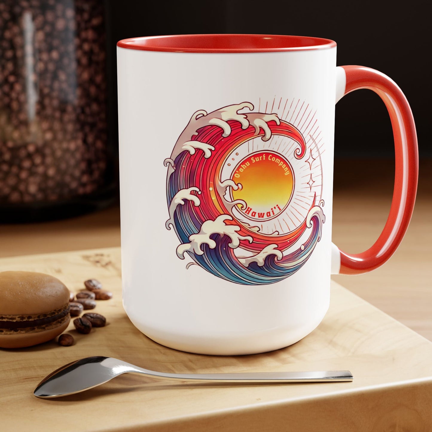 Sun Wave Surf Hawaii Two - Tone Coffee Mug 15oz - O'ahu Surf Company
