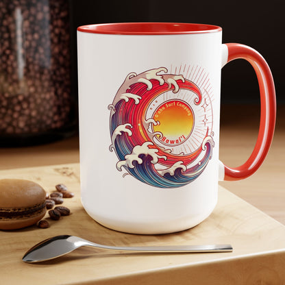 Sun Wave Surf Hawaii Two - Tone Coffee Mug 15oz - O'ahu Surf Company