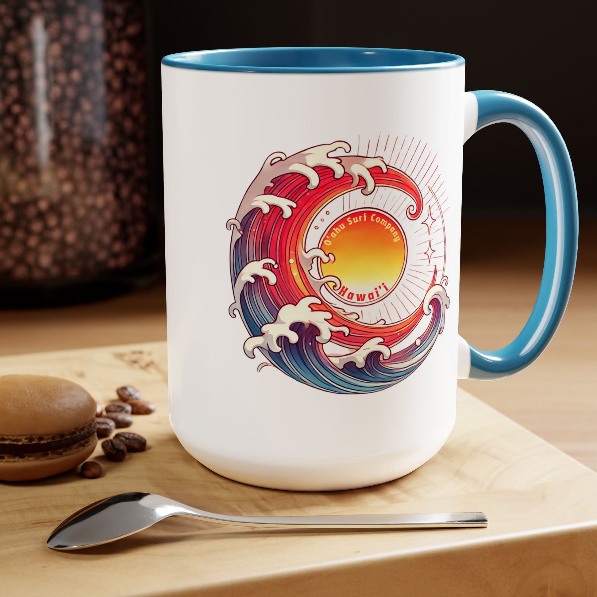 Sun Wave Surf Hawaii Two - Tone Coffee Mug 15oz - O'ahu Surf Company