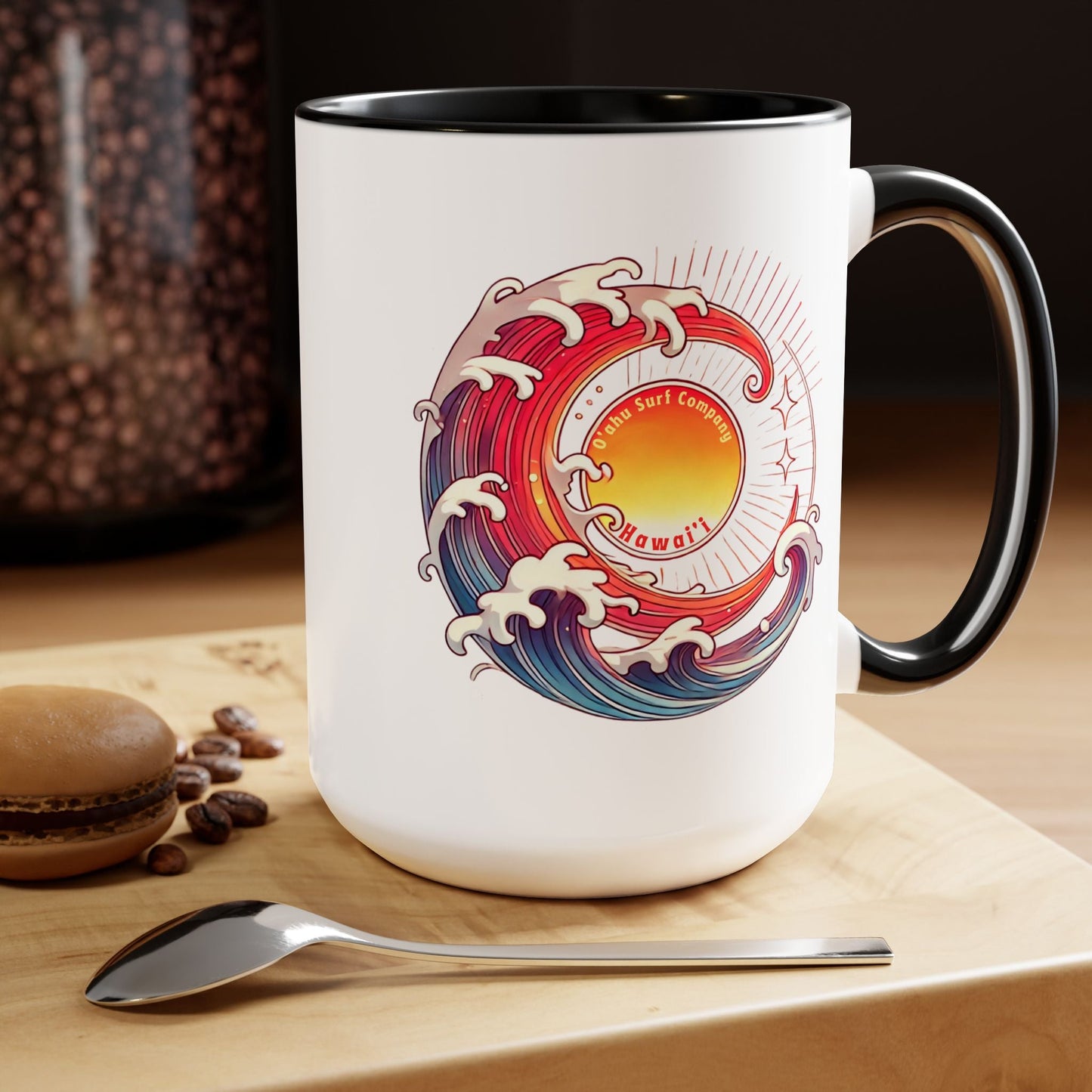 Sun Wave Surf Hawaii Two - Tone Coffee Mug 15oz - O'ahu Surf Company