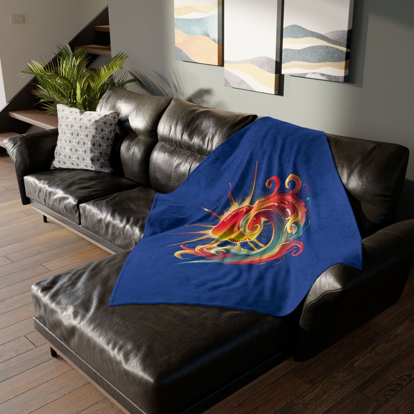 Sunshine and Surf Hawaii Throw Blanket - Dark Blue - O'ahu Surf Company