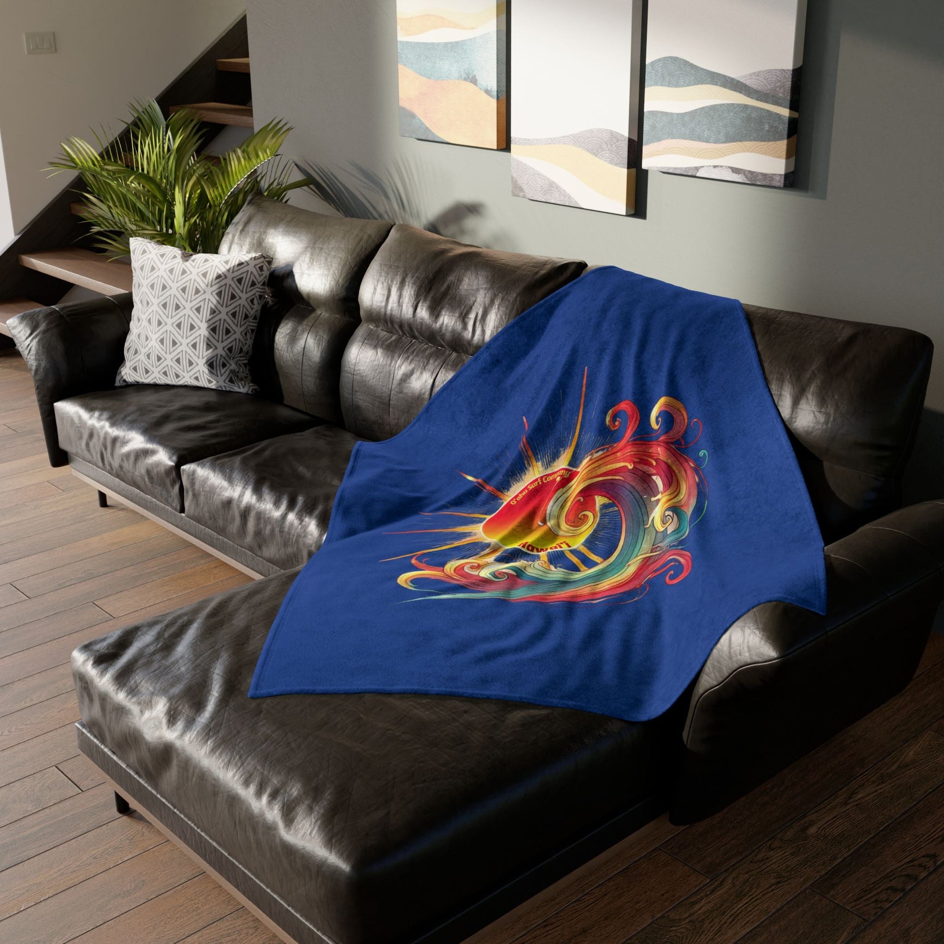 Sunshine and Surf Hawaii Throw Blanket - Dark Blue - O'ahu Surf Company