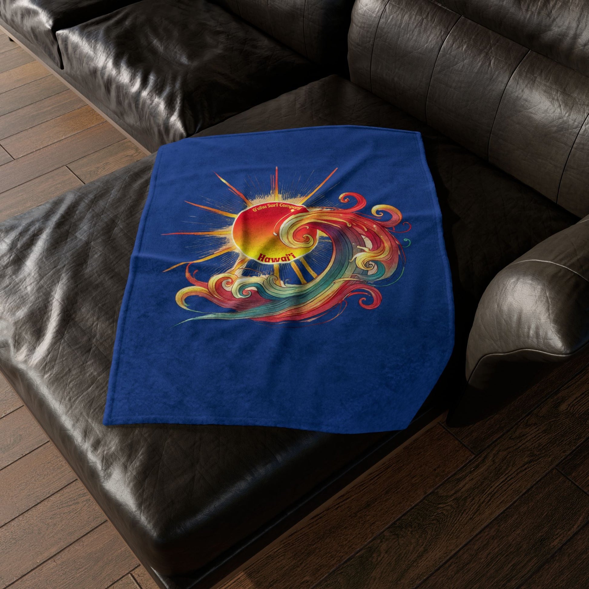 Sunshine and Surf Hawaii Throw Blanket - Dark Blue - O'ahu Surf Company