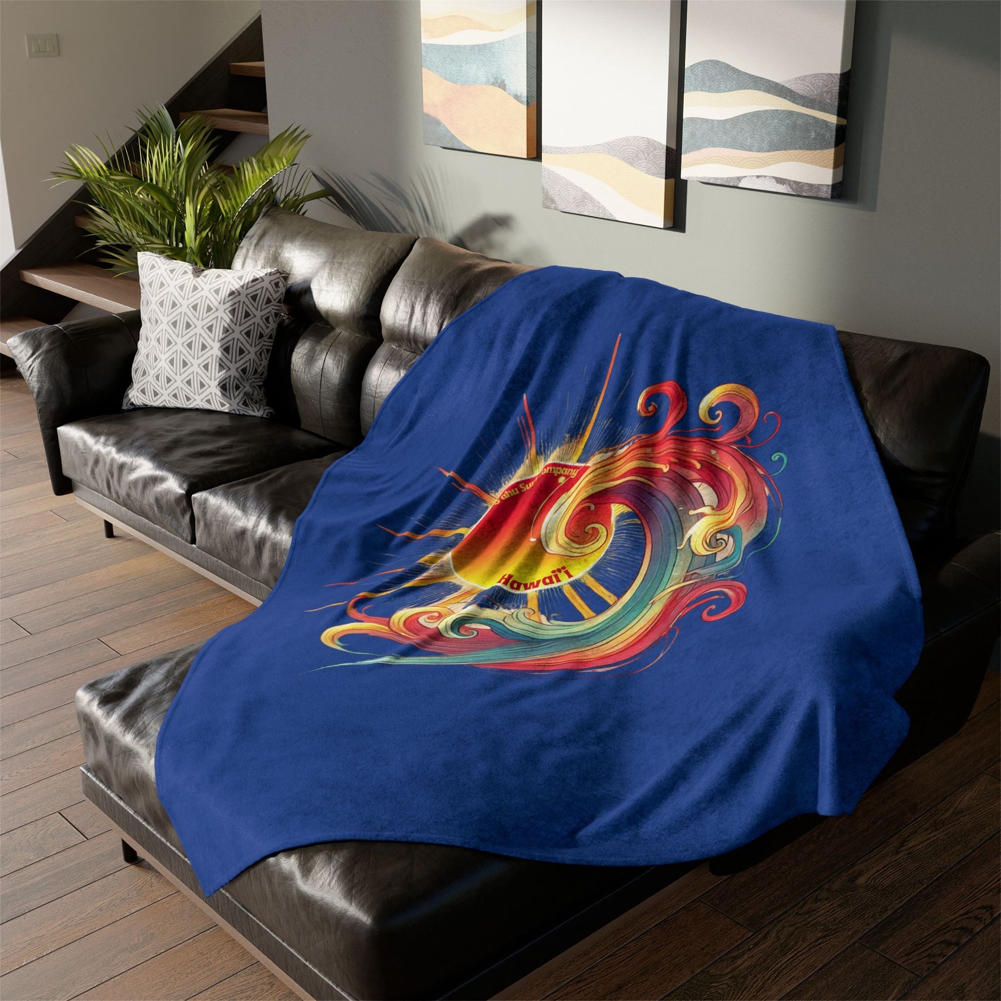 Sunshine and Surf Hawaii Throw Blanket - Dark Blue - O'ahu Surf Company