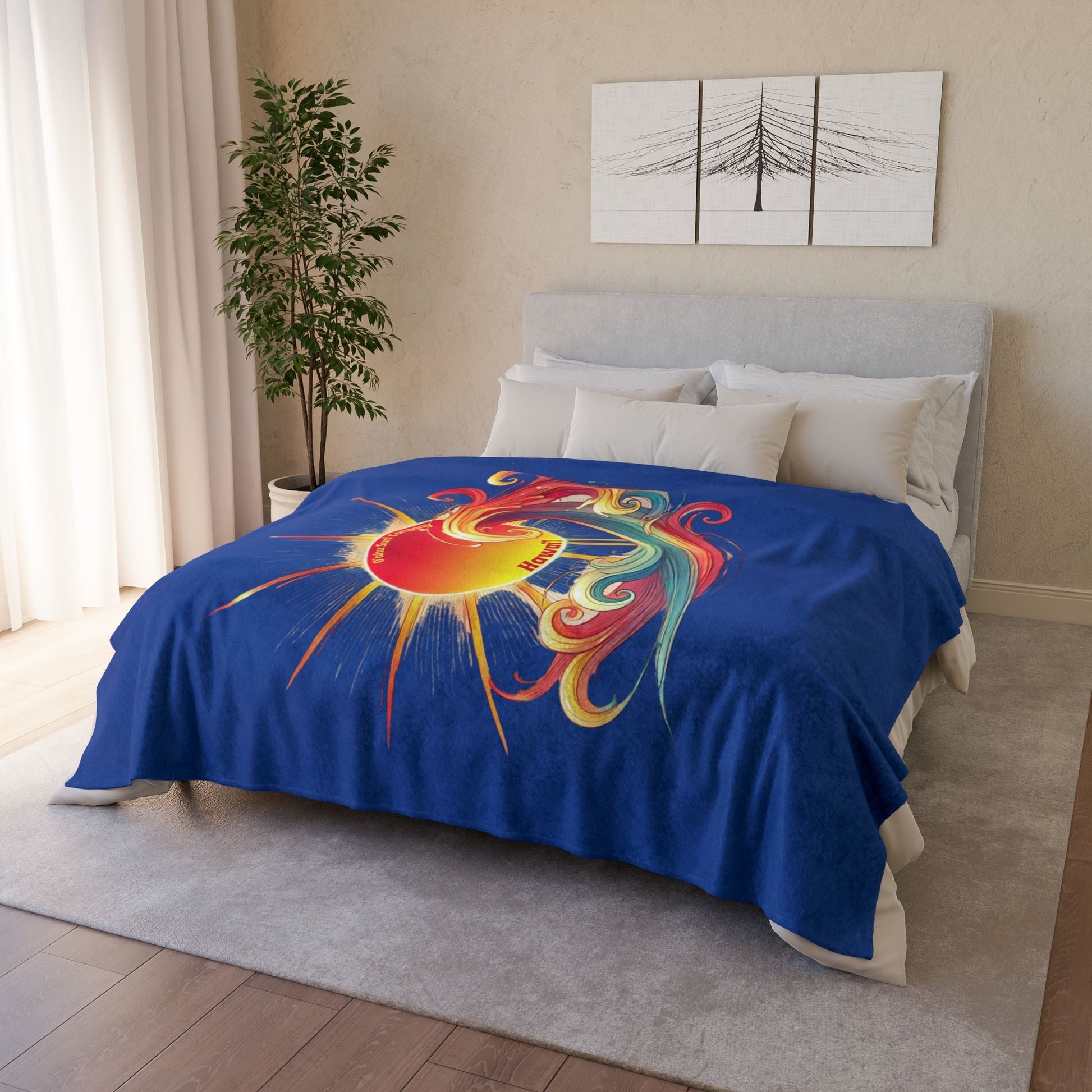 Sunshine and Surf Hawaii Throw Blanket - Dark Blue - O'ahu Surf Company