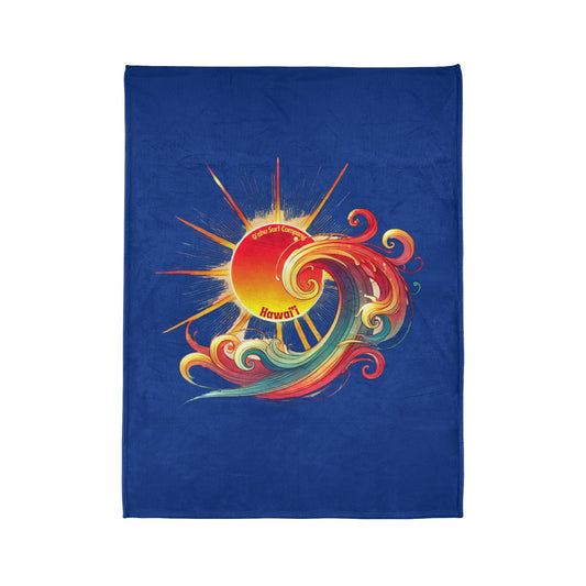 Sunshine and Surf Hawaii Throw Blanket - Dark Blue - O'ahu Surf Company