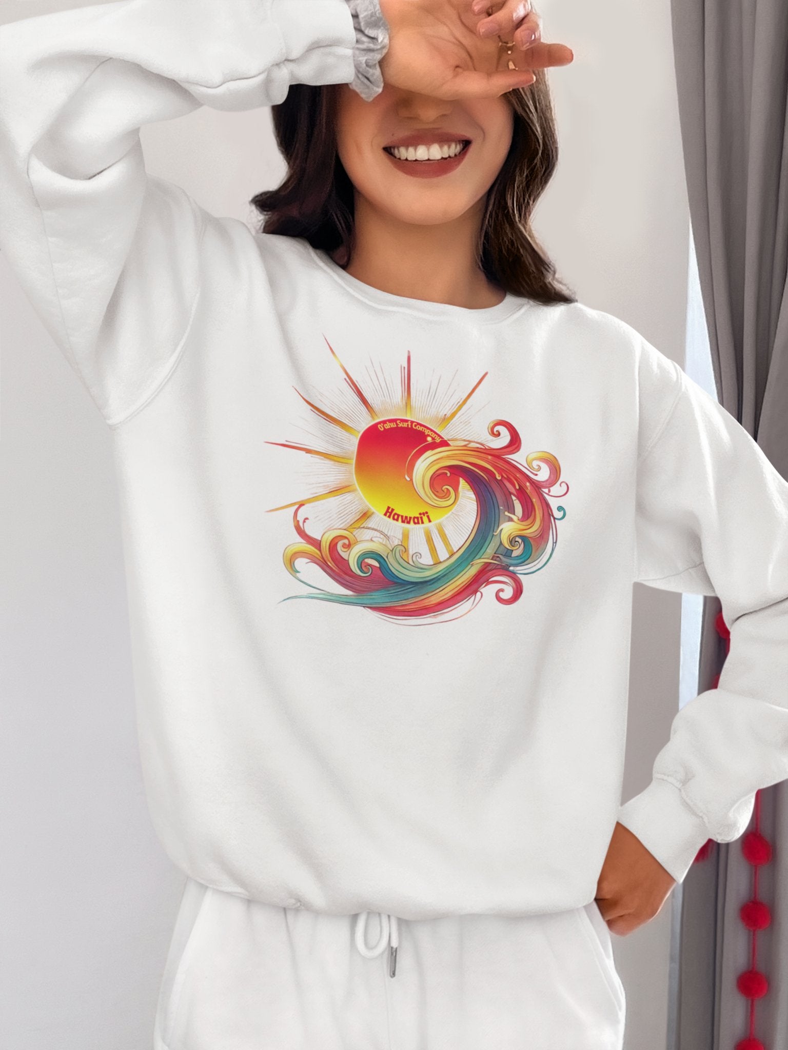 Surf Sweatshirt Unisex Sunshine Tropical Wave Hawaii - O'ahu Surf Company