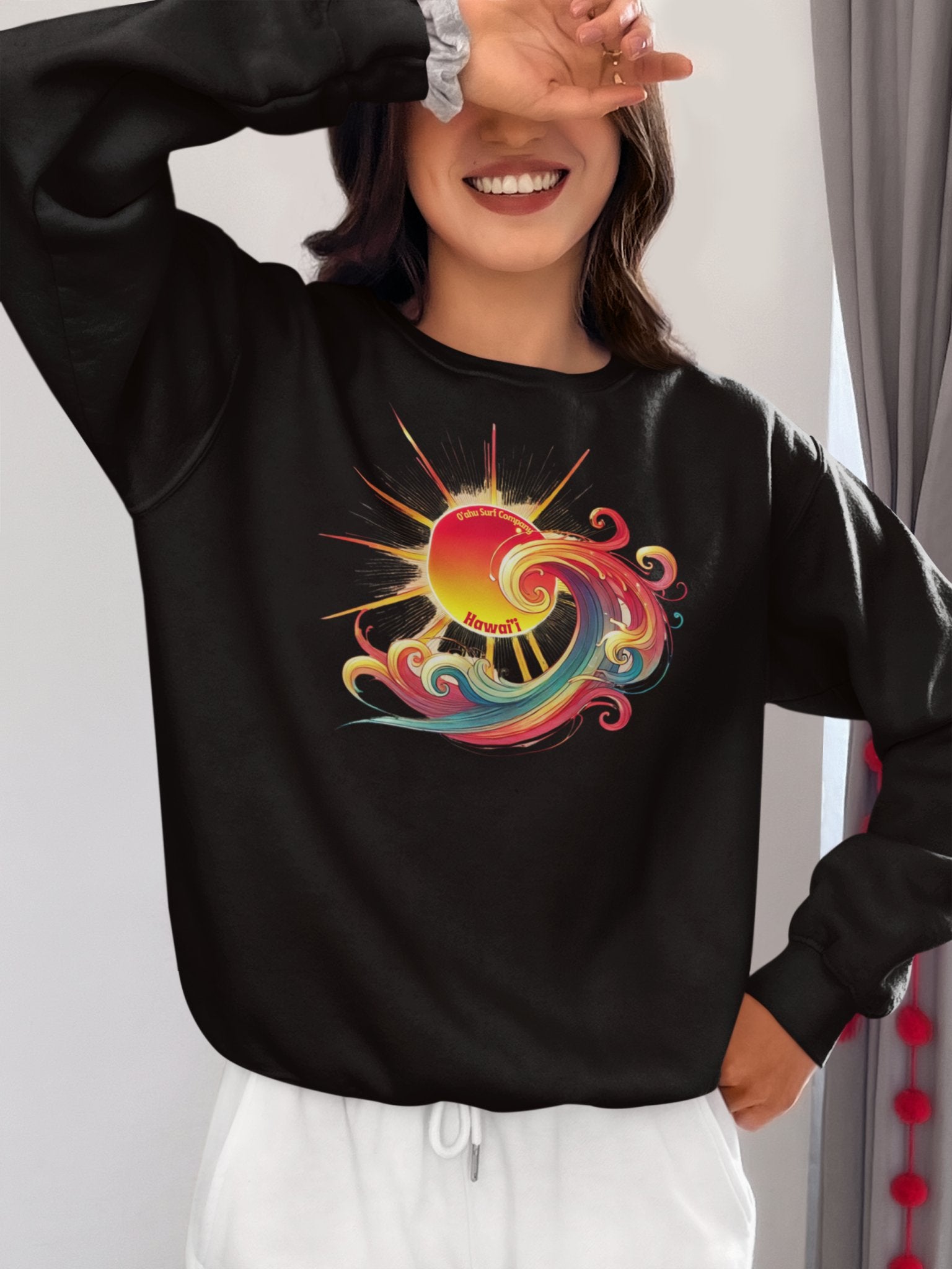 Surf Sweatshirt Unisex Sunshine Tropical Wave Hawaii - O'ahu Surf Company