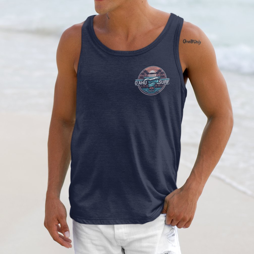 Surf Tank Top Men's Oahu Hawaii Ocean Wave - O'ahu Surf Company
