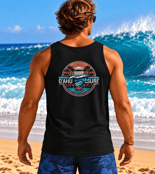 Surf Tank Top Men's Oahu Hawaii Ocean Wave - O'ahu Surf Company