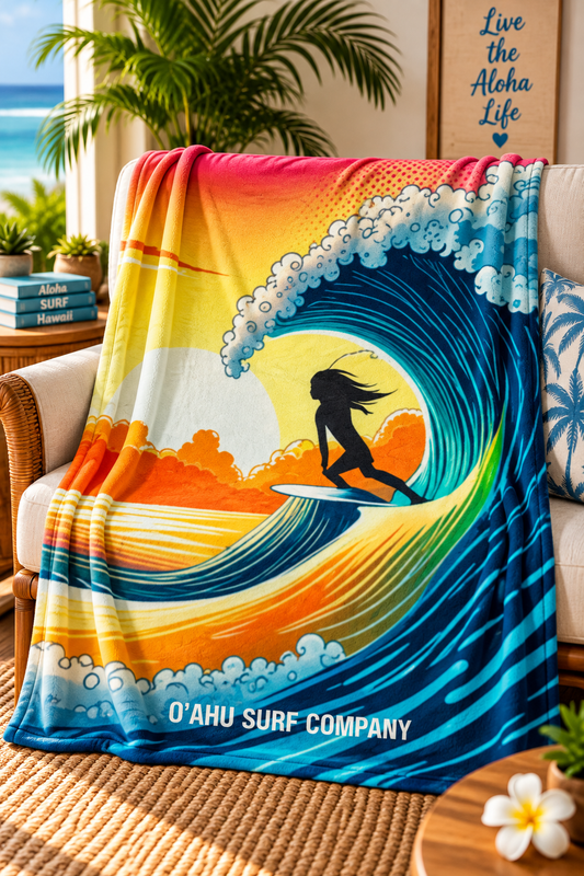Surfer Girl Hawaii Throw Blanket - O'ahu Surf Company