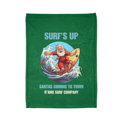 Surf's Up Santa's Coming To Town Fleece Throw Blanket - Christmas Holiday Gift - O'ahu Surf Company