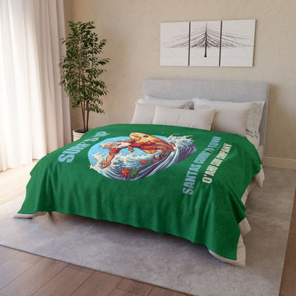 Surf's Up Santa's Coming To Town Fleece Throw Blanket - Christmas Holiday Gift - O'ahu Surf Company