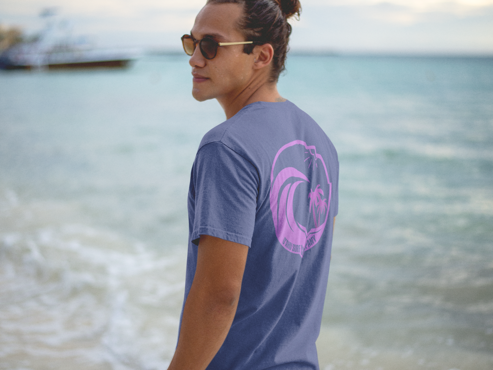 Hawaiian Island Ocean Wave Custom T-shirt | Oahu Surf Company Hawaii