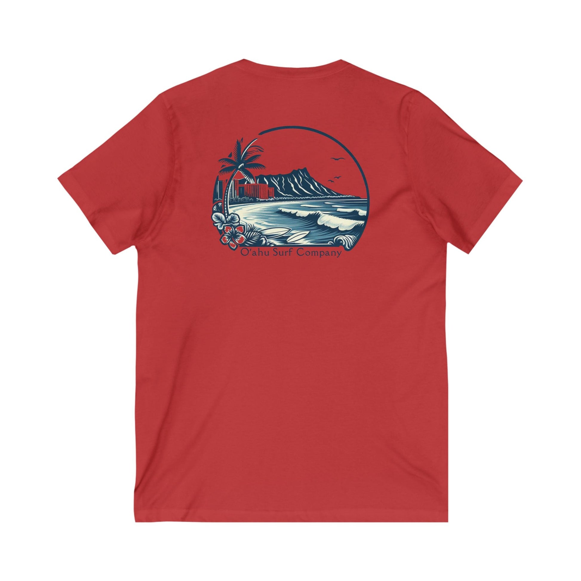 Vintage Waikiki Beach Diamond Head Honolulu Hawaii V - Neck T-shirt - O'ahu Surf Company