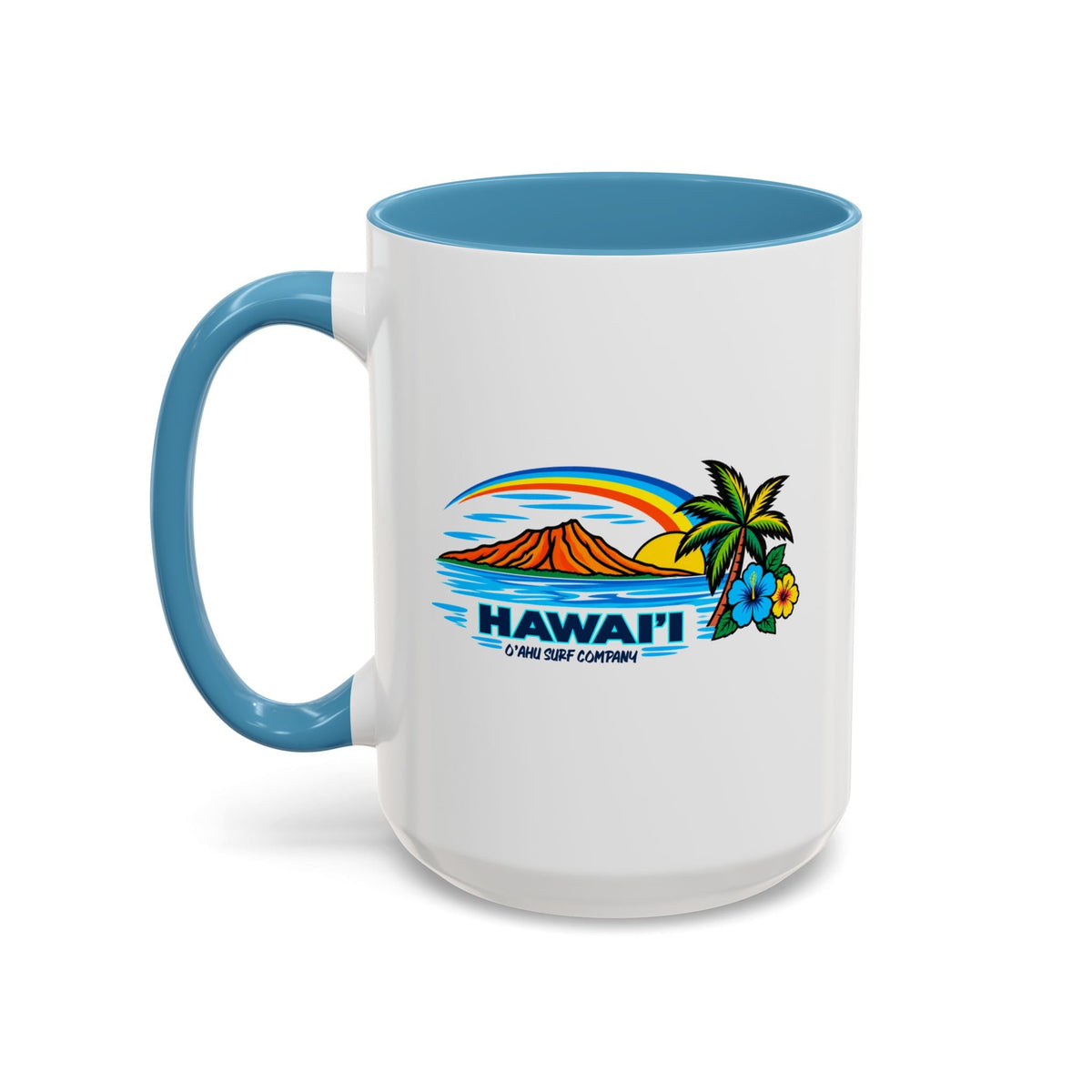 Waikiki Beach Hawaii Coffee Mug 15oz – Diamond Head Tropical Design - O'ahu Surf Company