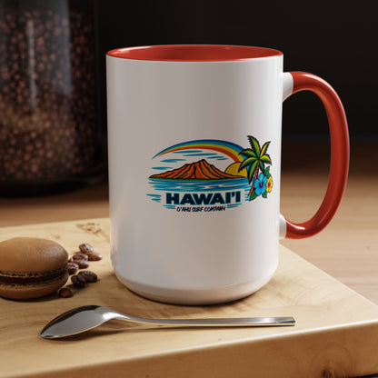 Waikiki Beach Hawaii Coffee Mug 15oz – Diamond Head Tropical Design - O'ahu Surf Company