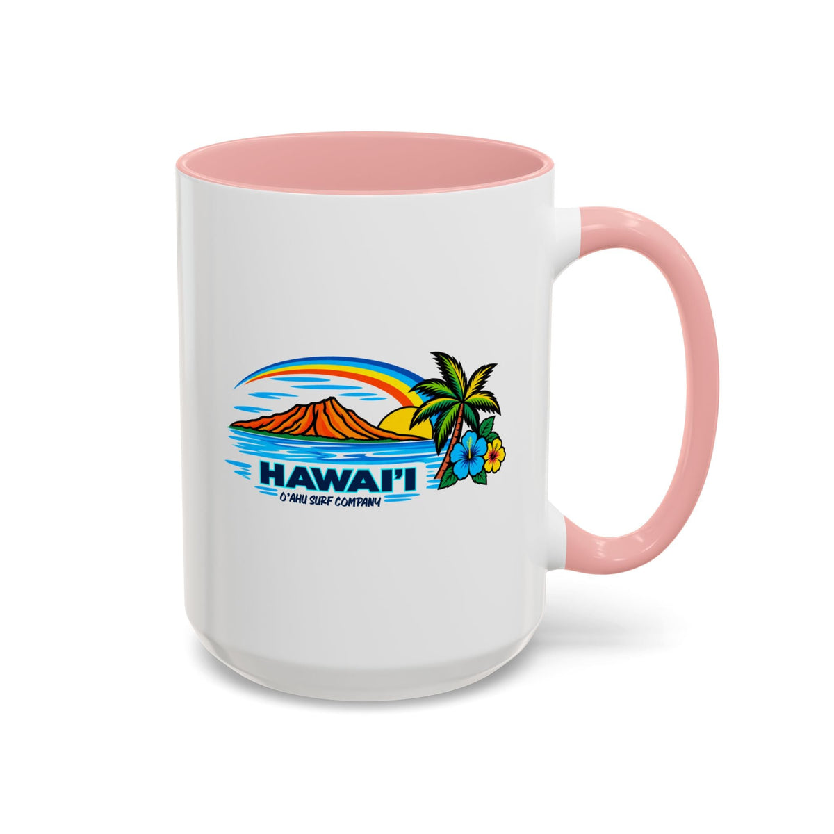 Waikiki Beach Hawaii Coffee Mug 15oz – Diamond Head Tropical Design - O'ahu Surf Company
