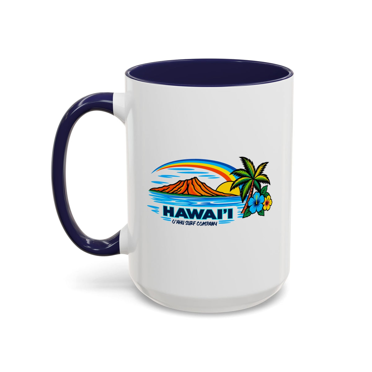 Waikiki Beach Hawaii Coffee Mug 15oz – Diamond Head Tropical Design - O'ahu Surf Company