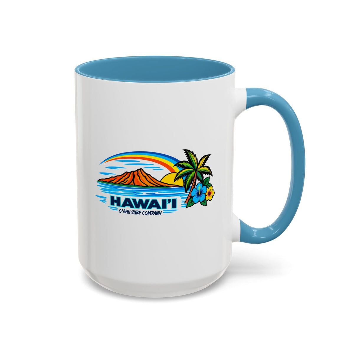 Waikiki Beach Hawaii Coffee Mug 15oz – Diamond Head Tropical Design - O'ahu Surf Company