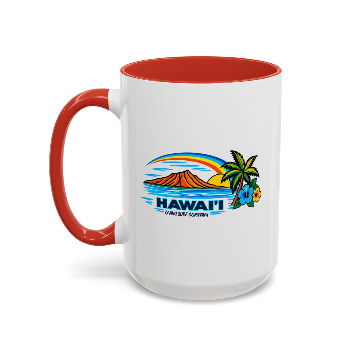 Waikiki Beach Hawaii Coffee Mug 15oz – Diamond Head Tropical Design - O'ahu Surf Company