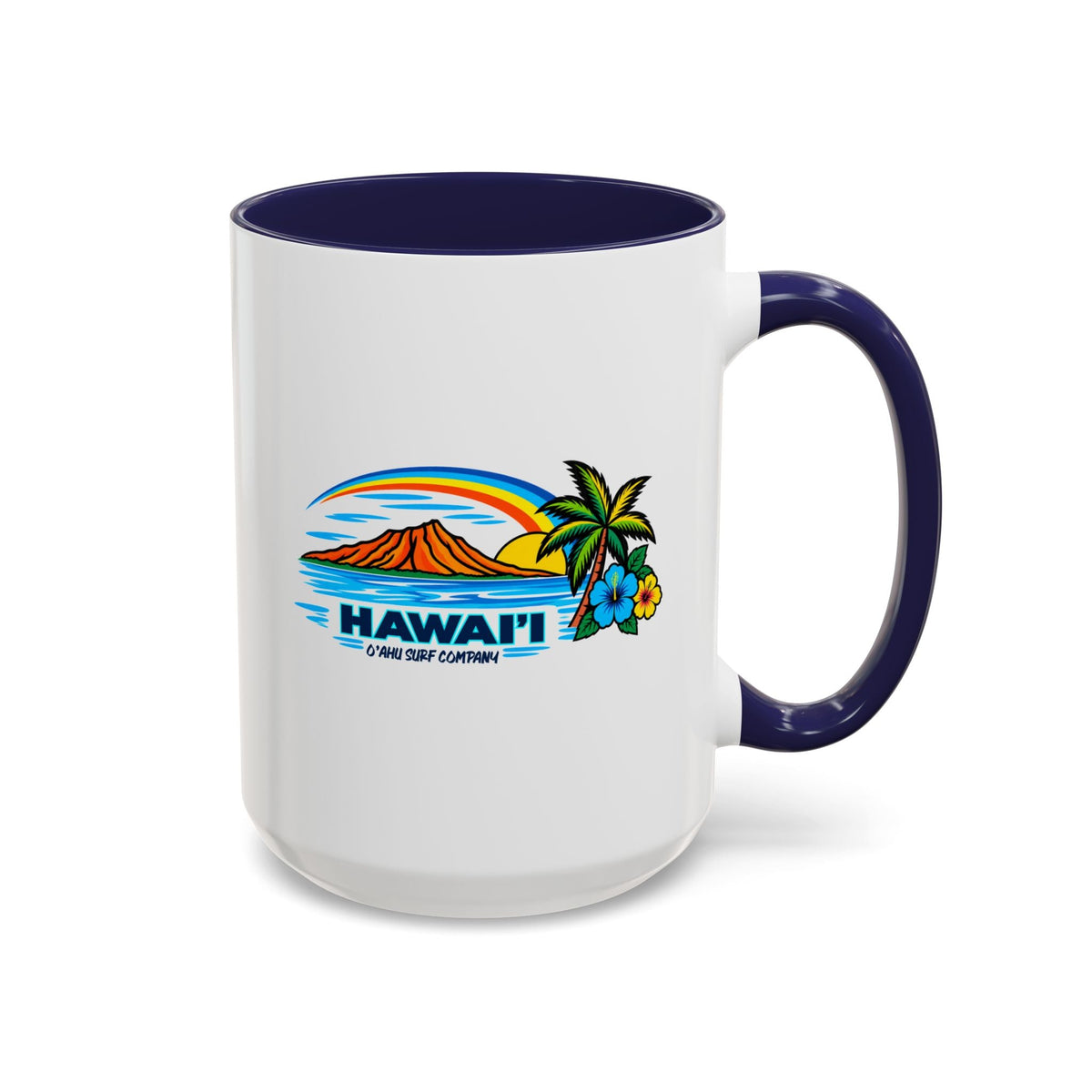 Waikiki Beach Hawaii Coffee Mug 15oz – Diamond Head Tropical Design - O'ahu Surf Company