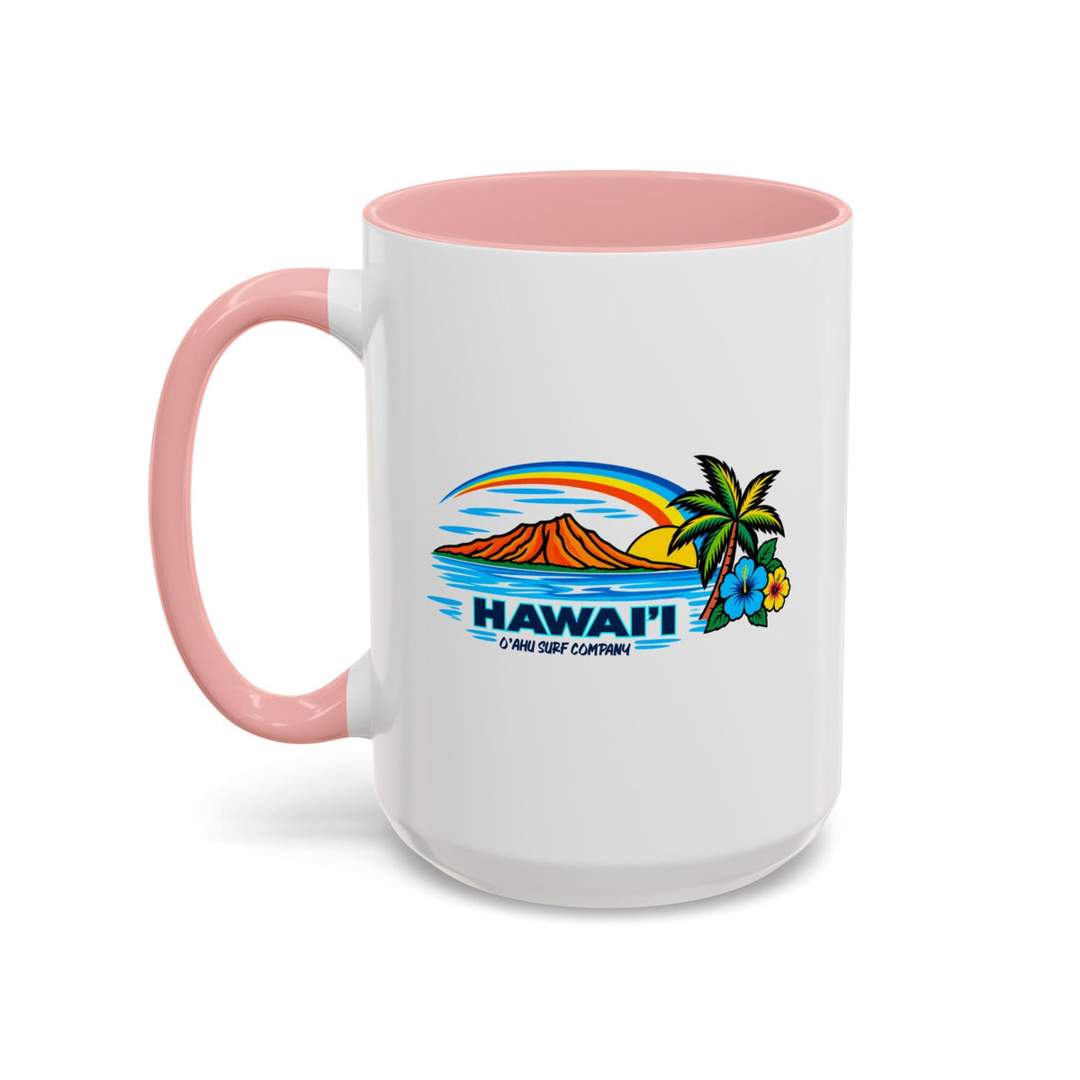 Waikiki Beach Hawaii Coffee Mug 15oz – Diamond Head Tropical Design - O'ahu Surf Company