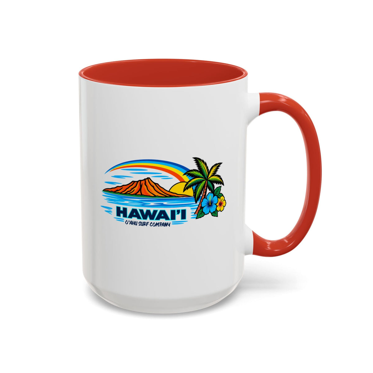 Waikiki Beach Hawaii Coffee Mug 15oz – Diamond Head Tropical Design - O'ahu Surf Company