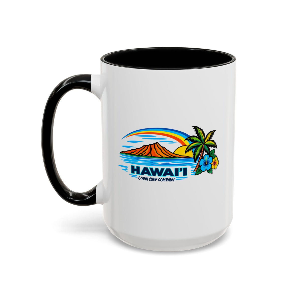 Waikiki Beach Hawaii Coffee Mug 15oz – Diamond Head Tropical Design - O'ahu Surf Company