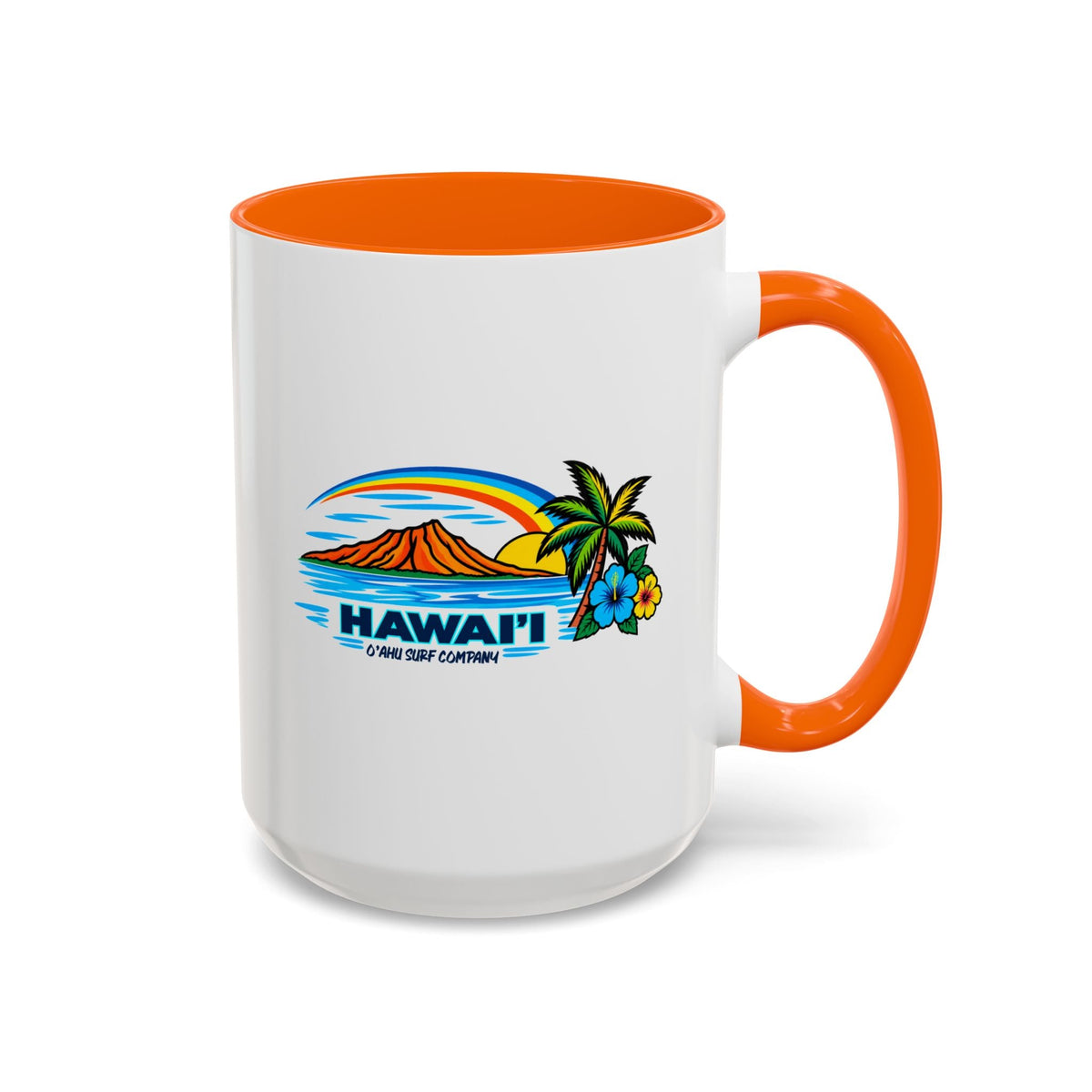 Waikiki Beach Hawaii Coffee Mug 15oz – Diamond Head Tropical Design - O'ahu Surf Company
