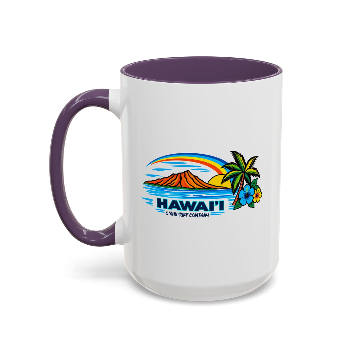 Waikiki Beach Hawaii Coffee Mug 15oz – Diamond Head Tropical Design - O'ahu Surf Company