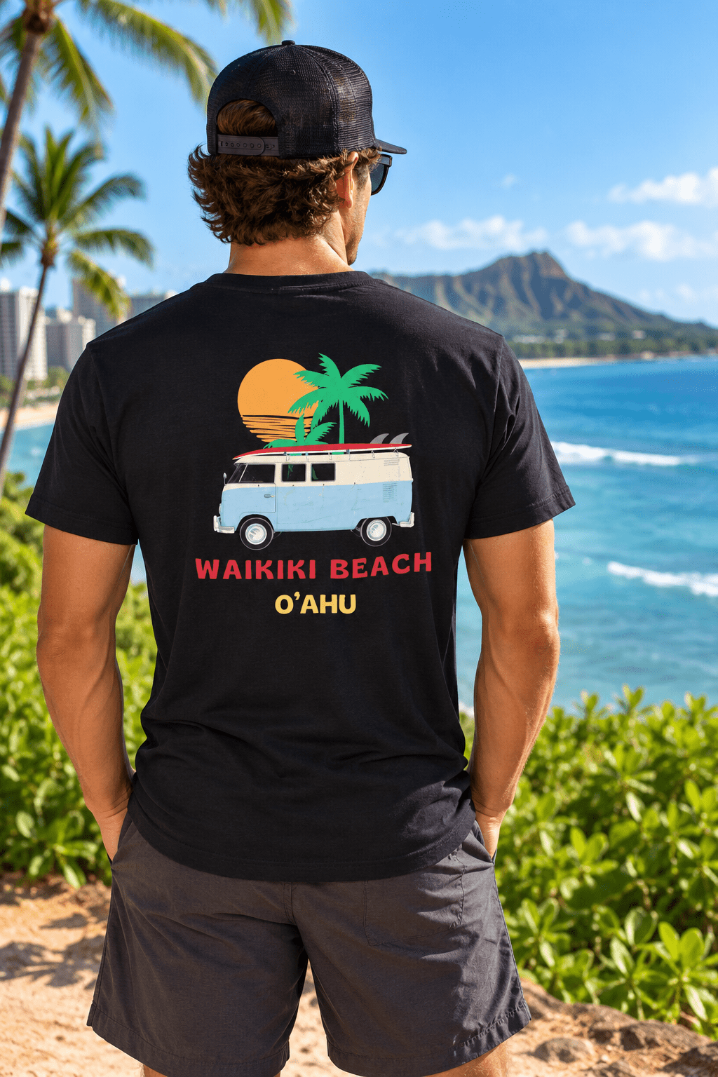 Waikiki Beach Hawaii Surf Bus V-Neck - O'ahu Surf Company