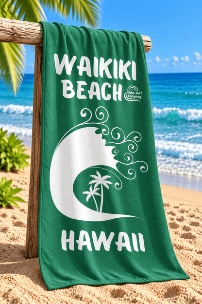 Waikiki Beach Hawaii Towel – Island Green - O'ahu Surf Company