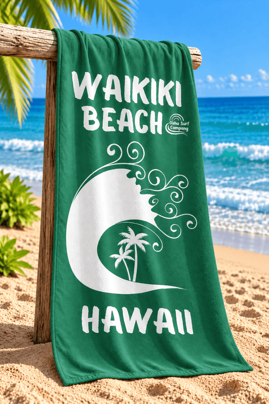 Waikiki Beach Hawaii Towel – Island Green - O'ahu Surf Company