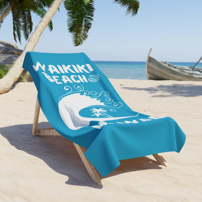 Waikiki Beach Hawaii Towel – Turquoise - O'ahu Surf Company