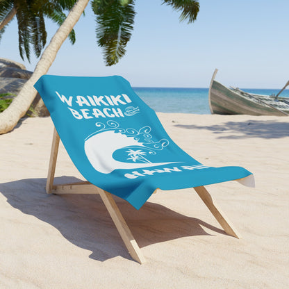 Waikiki Beach Hawaii Towel – Turquoise - O'ahu Surf Company