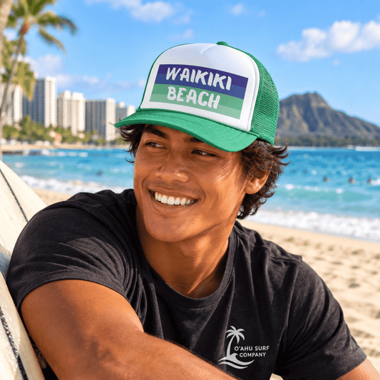 Waikiki Beach Hawaii Trucker Hat - O'ahu Surf Company