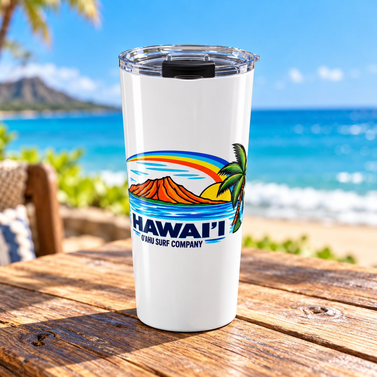 Waikiki Beach Hawaii Tumbler – 20oz Travel Cup - O'ahu Surf Company
