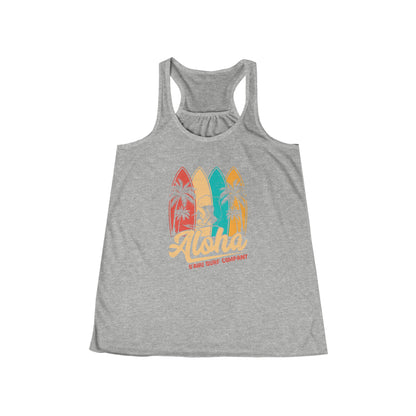 Oahu Hawaii Aloha Surfboard Flowy Racerback Women's Tank Athletic Heather. Oahu Hawaii surf tank. Womens surf tank top.