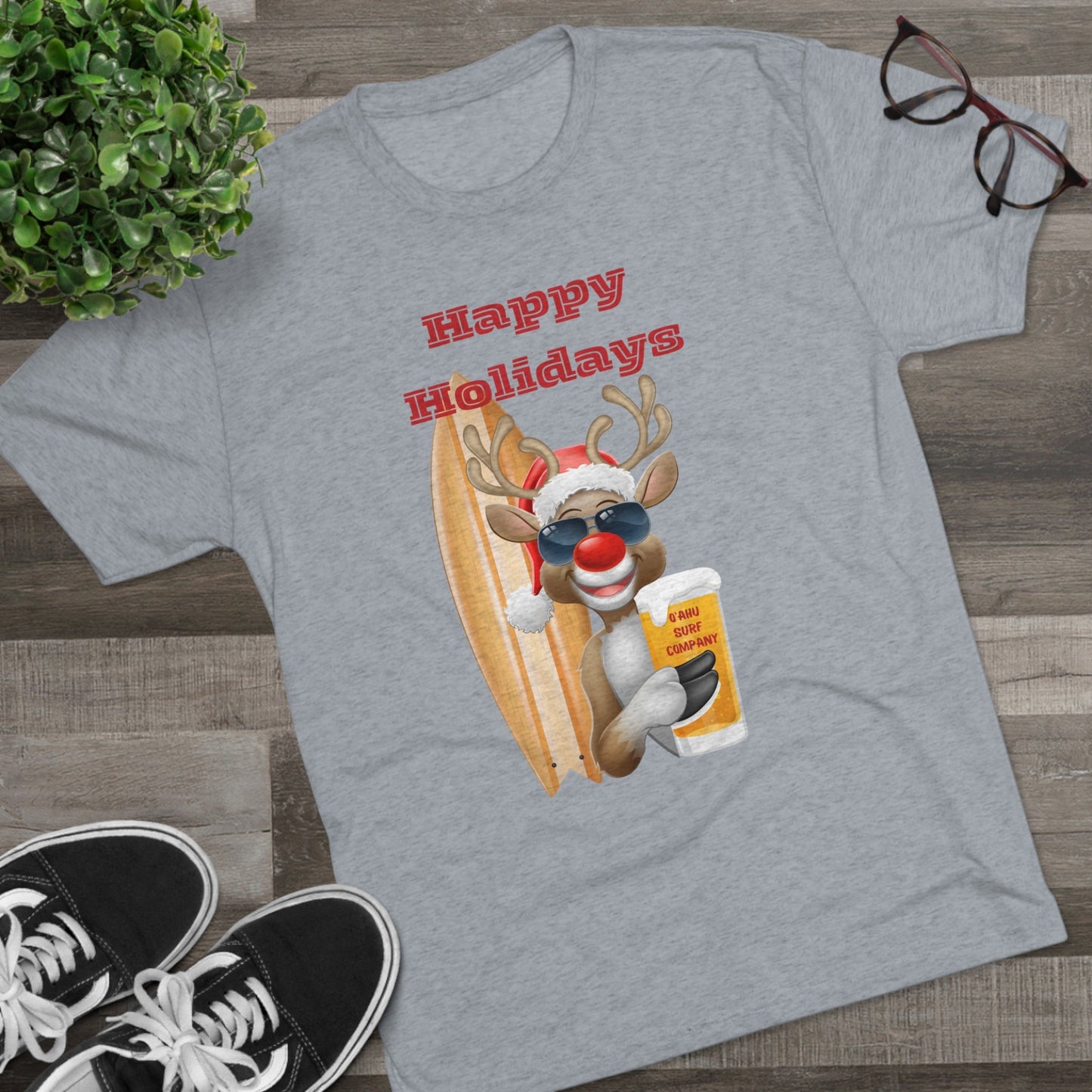 O'ahu Surf Company Happy Holidays Reindeer Surf Tee - O'ahu Surf Company