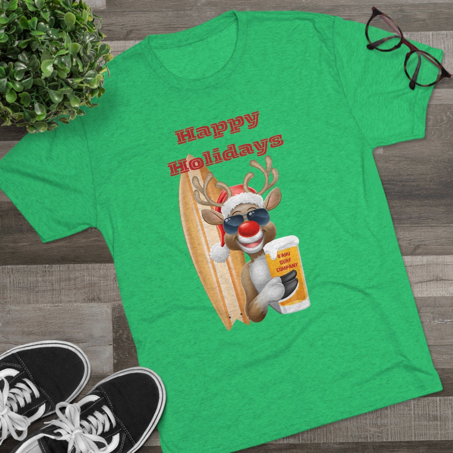 O'ahu Surf Company Happy Holidays Reindeer Surf Tee - O'ahu Surf Company