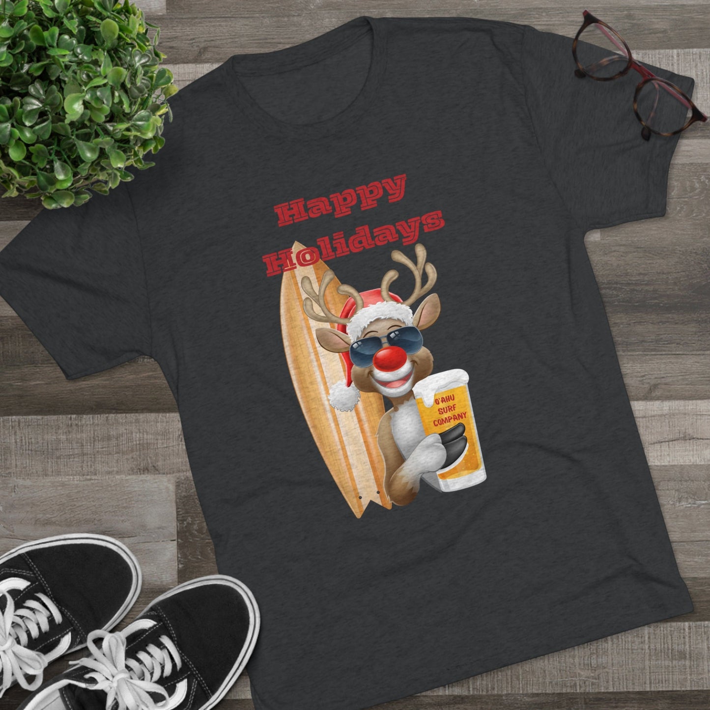 O'ahu Surf Company Happy Holidays Reindeer Surf Tee - O'ahu Surf Company