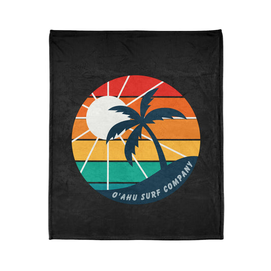 O'ahu Surf Company Island Throw Blanket. Black with rainbow colors Hawaii island tropical throw blanket.