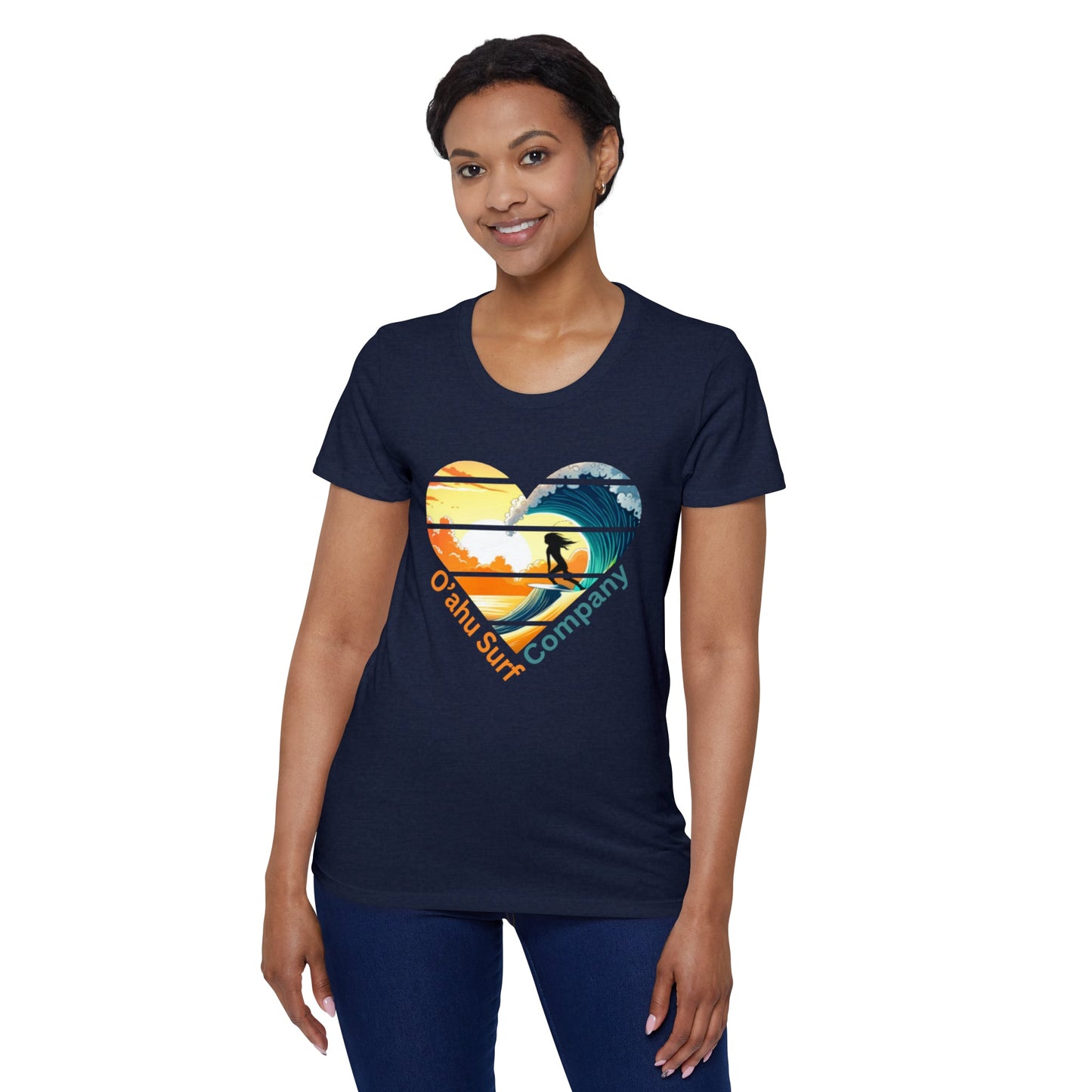 O'ahu Surf Company Women's Surfer Girl Heart T-shirt. Hawaii Surf Shirt. Hawaii Surf T Shirts . Surf girl hawaii tshirt.